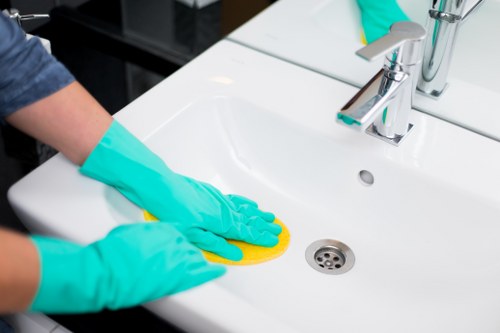 Protective gloves and cleaning products used in carpet care
